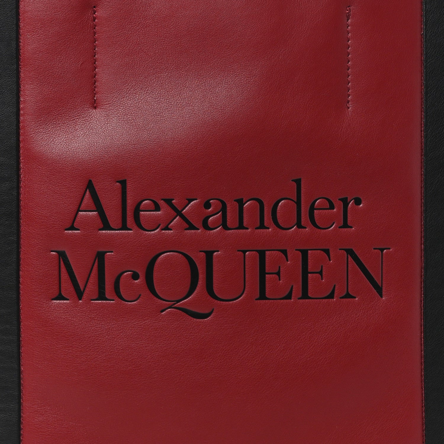 Alexander McQueen Calfskin Embossed Signature Shopper Black Red 8 of 10