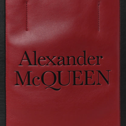 Alexander McQueen Calfskin Embossed Signature Shopper Black Red 8 of 10