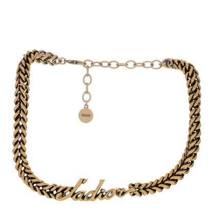 Christian Dior Metal J'Adior Logo Choker Necklace Aged Gold 1 of 4