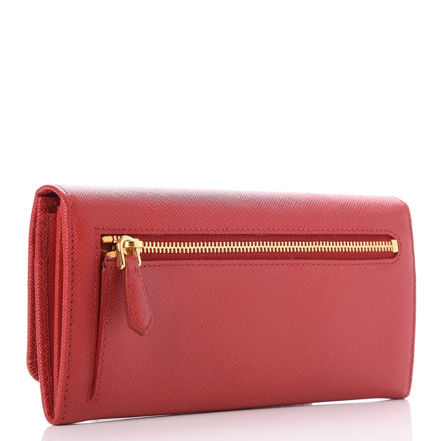 Saffiano Metal Continental Flap Wallet Fuoco