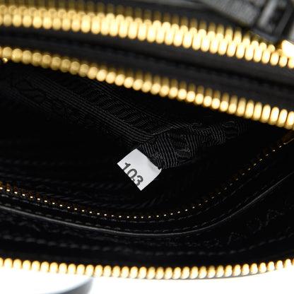 Prada Tessuto Nylon Soft Calf Double Zip Crossbody Bag Black 10 of 11