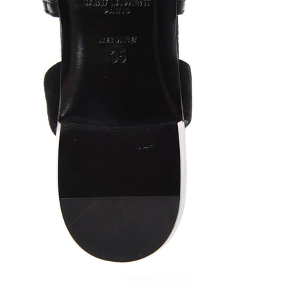 Saint Laurent Kid Scamosciato Lace Up Pointed Toe Flats 35 Black 9 of 10