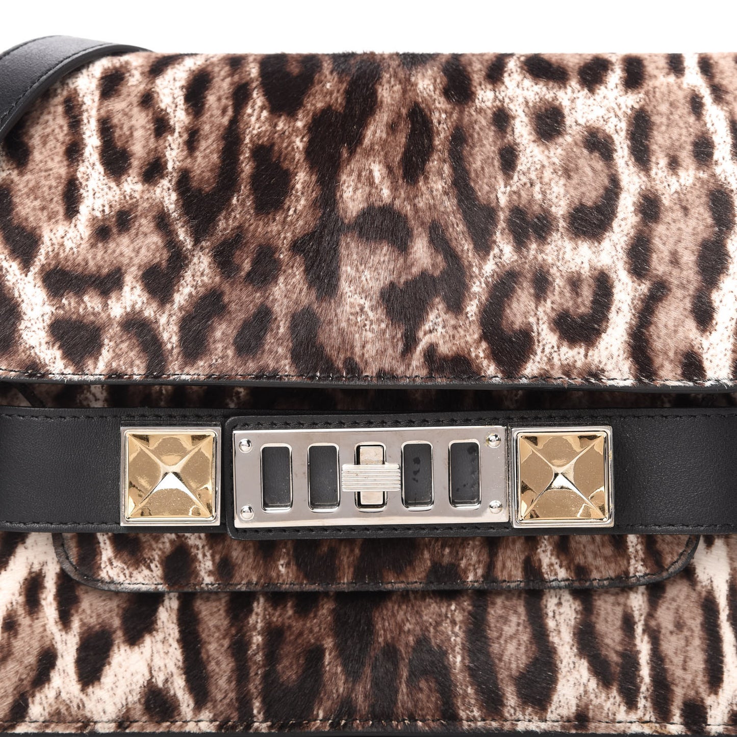 Calf Hair Leopard Print Mini PS11 Classic Shoulder Bag Black