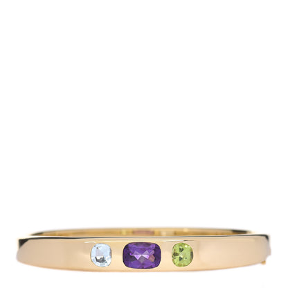 Chanel 18K Yellow Gold Amethyst Peridot Aquamarine Baroque Bangle Bracelet 1 of 5