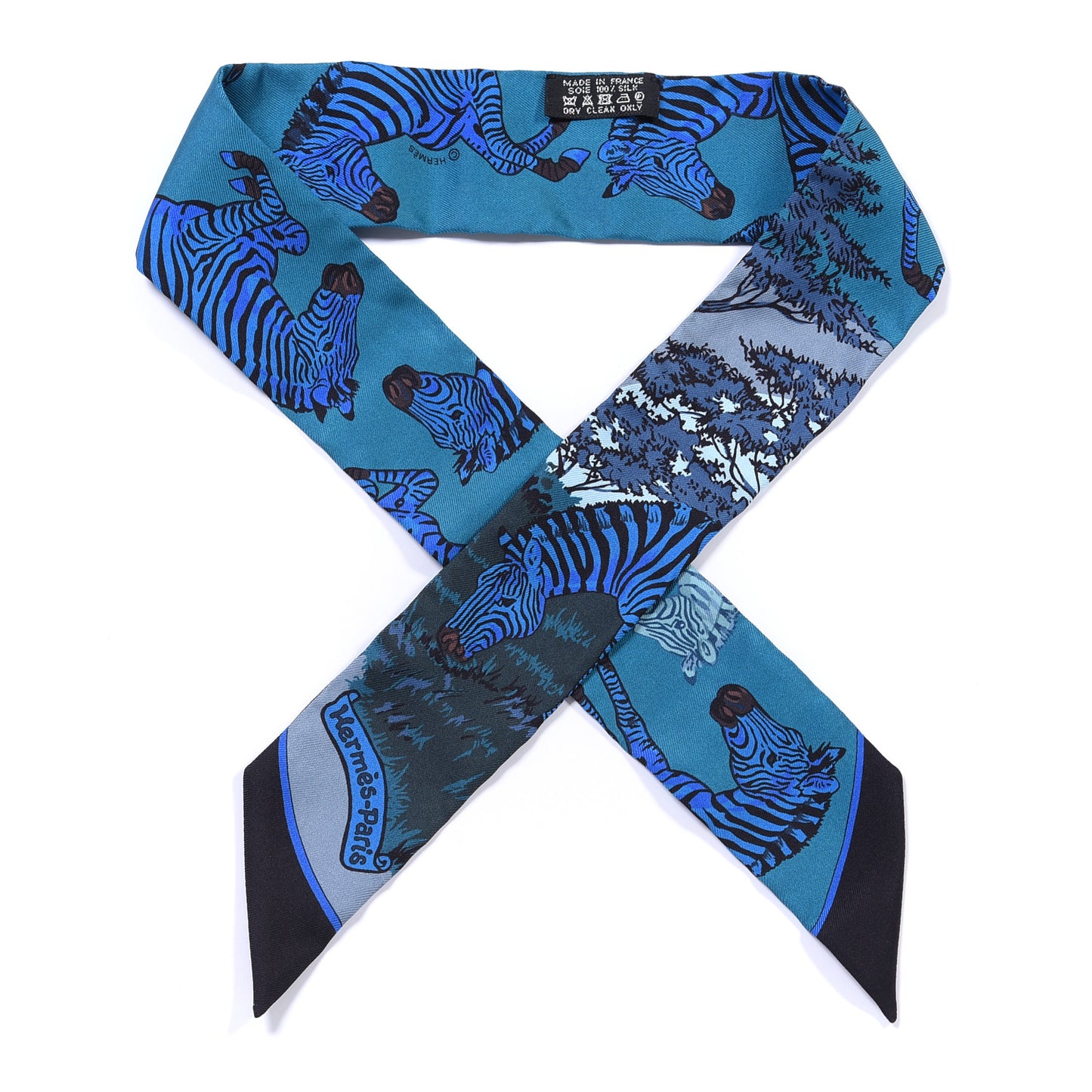 Silk Les Zebres Twilly Canard Noir Bleu Roy