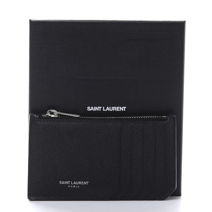 Saint Laurent Grained Calfskin 5 Fragments Zip Pouch Card Holder Black 8 of 8