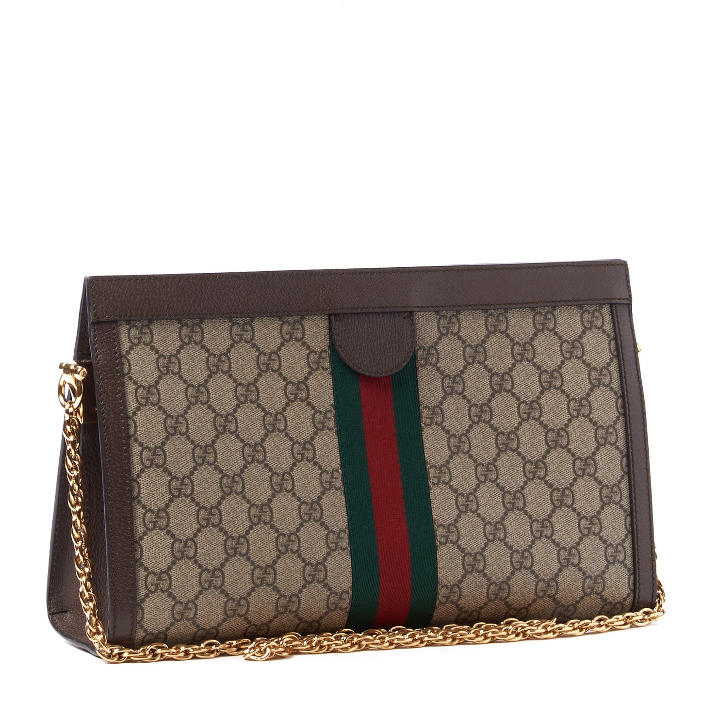 GG Supreme Monogram Web Medium Ophidia Chain Shoulder Bag Brown
