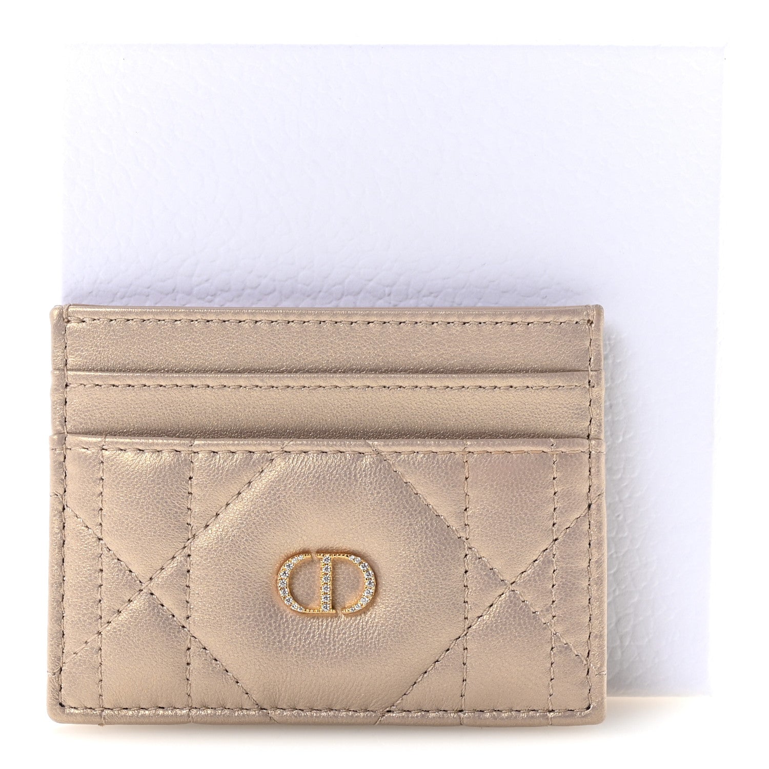 Christian Dior Lambskin Cannage Caro Freesia Card Holder Bronze Rose 8 of 8