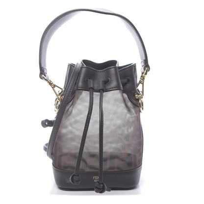 Fendi Mesh Vitello Grace F is Fendi FF 1974 Mini Mon Tresor Bucket Bag Marrone Black Ebano 1 of 11