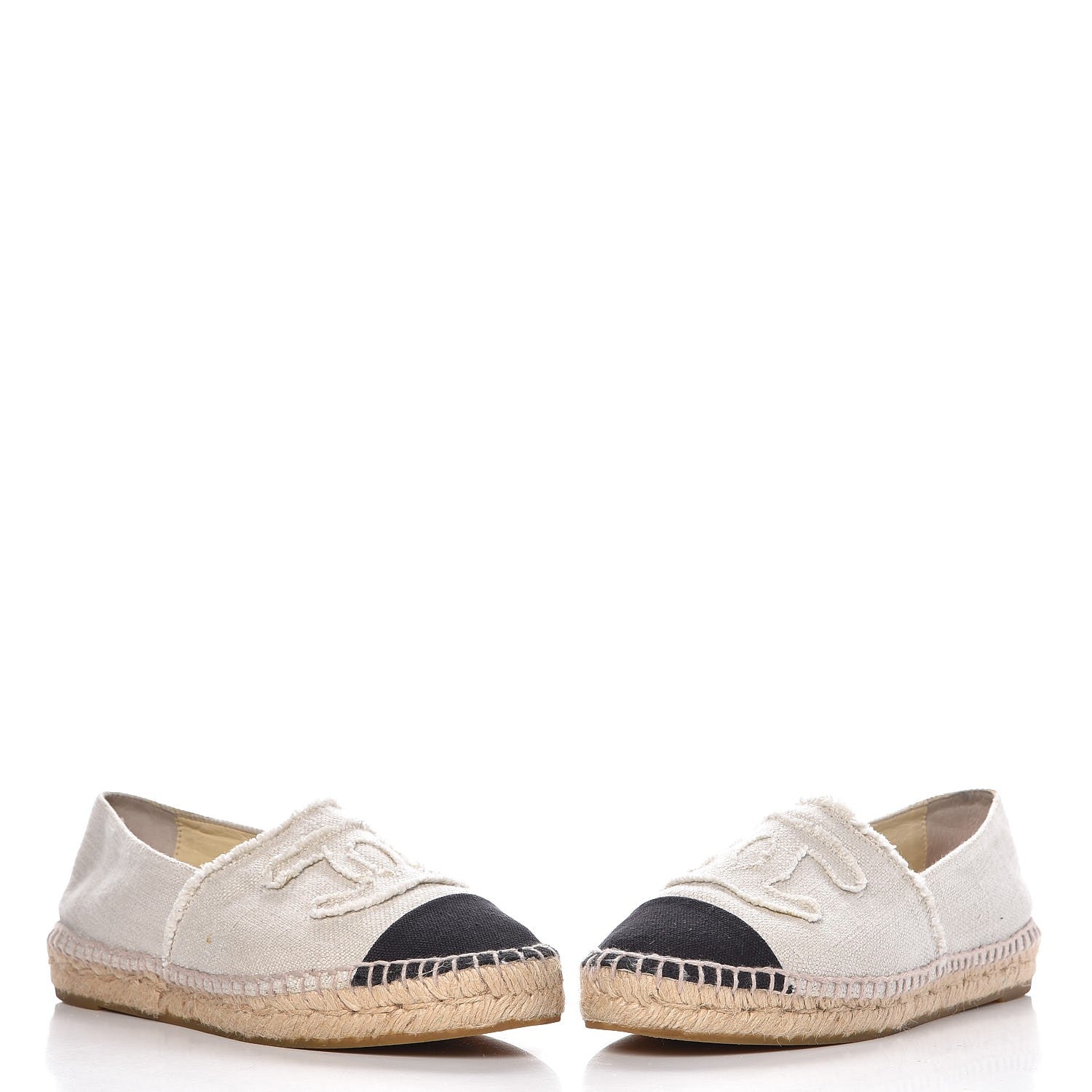 Chanel Linen CC Espadrilles 39 Beige Black 6 of 19