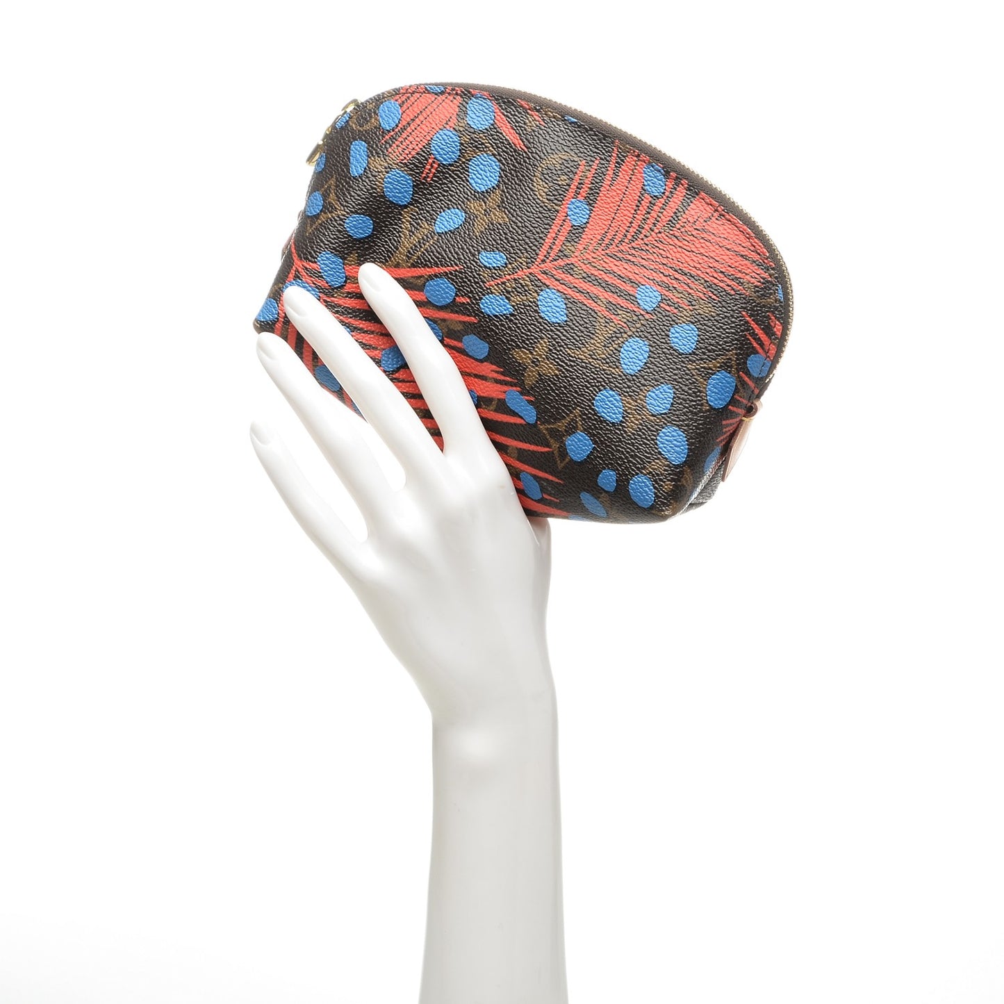 Monogram Jungle Dots Cosmetic Pouch Coquelicot Denim