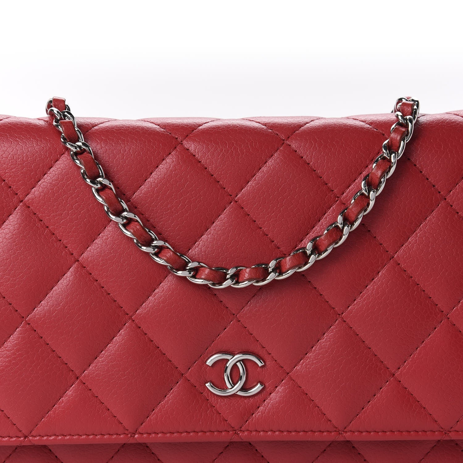 Chanel Caviar Quilted Wallet on Chain WOC Red 11 of 11
