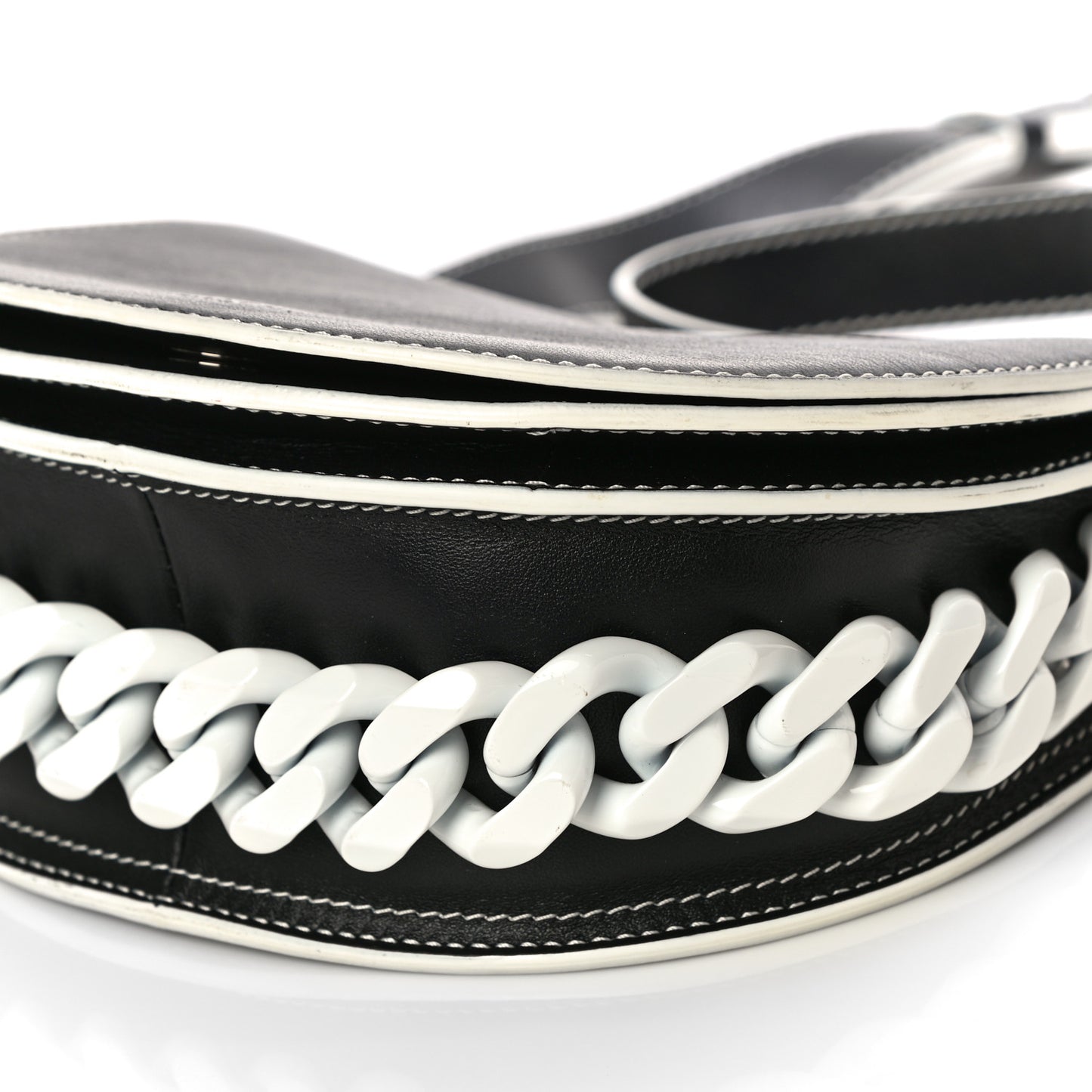 Calfskin Mini Infinity Saddle Bag Black White