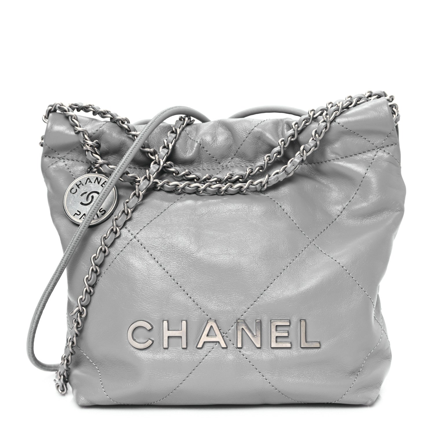 Chanel Shiny Calfskin Quilted Mini Chanel 22 Grey 1 of 13