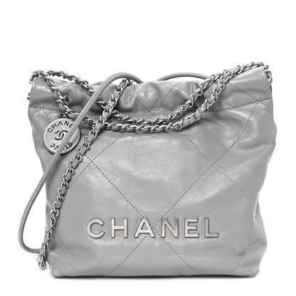 Chanel Shiny Calfskin Quilted Mini Chanel 22 Grey 1 of 13