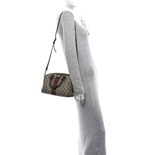 GG Supreme Monogram Web Small Ophidia Top Handle Bag Beige Ebony