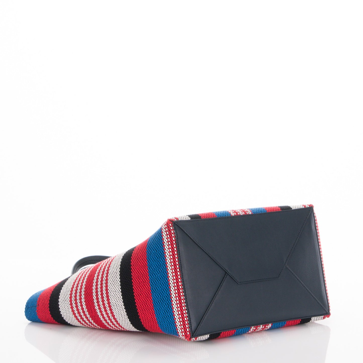 Textile Striped Small Horizontal Cabas Phantom Navy Blue
