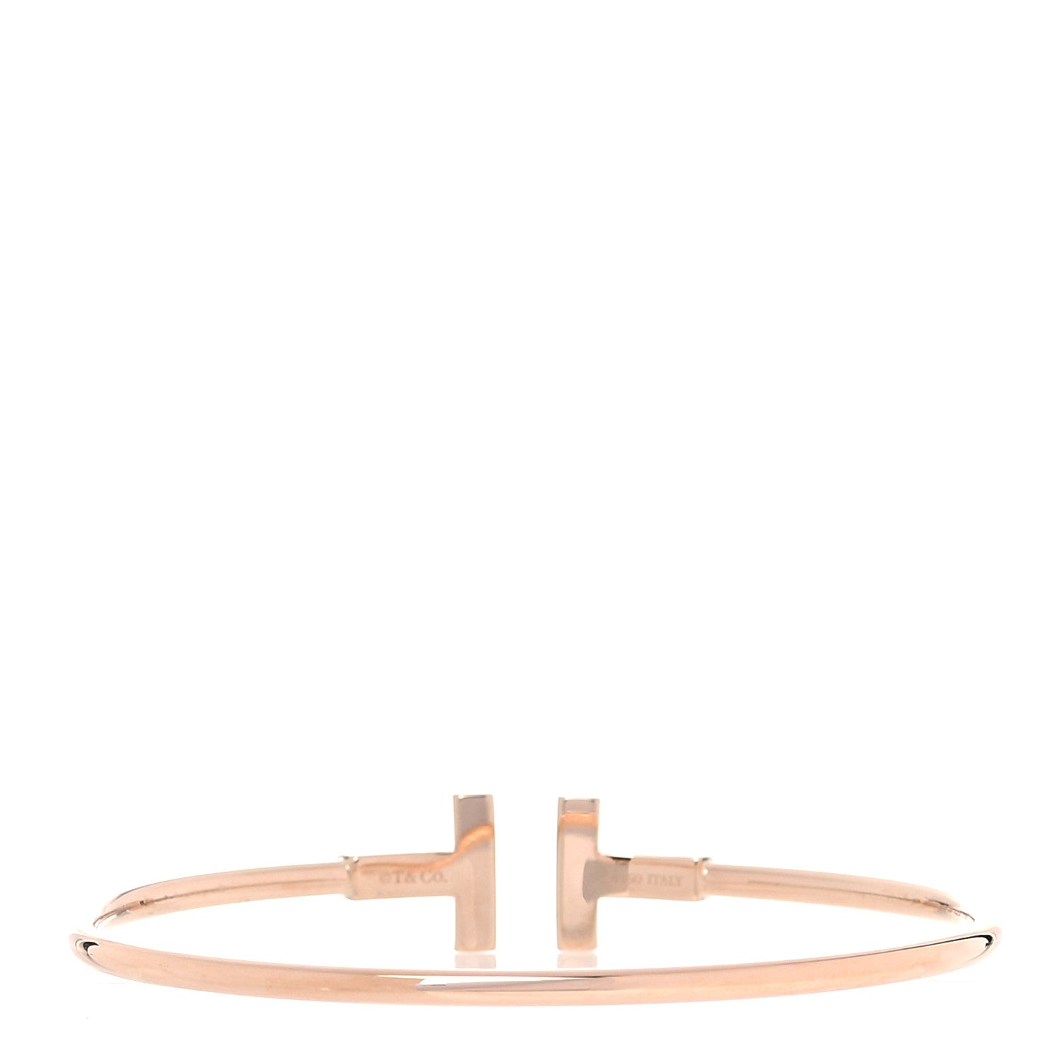 Tiffany 18K Rose Gold Diamond Mother of Pearl T Wire Bracelet 3 of 5