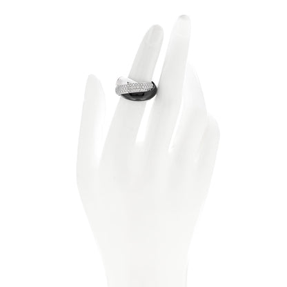 Cartier 18K White Gold Black Ceramic Diamond Classic Trinity Paved Ring 50 5.5 2 of 5