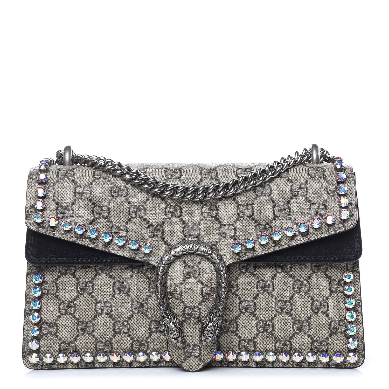 Gucci GG Supreme Monogram Crystal Small Dionysus Shoulder Bag Black 1 of 10