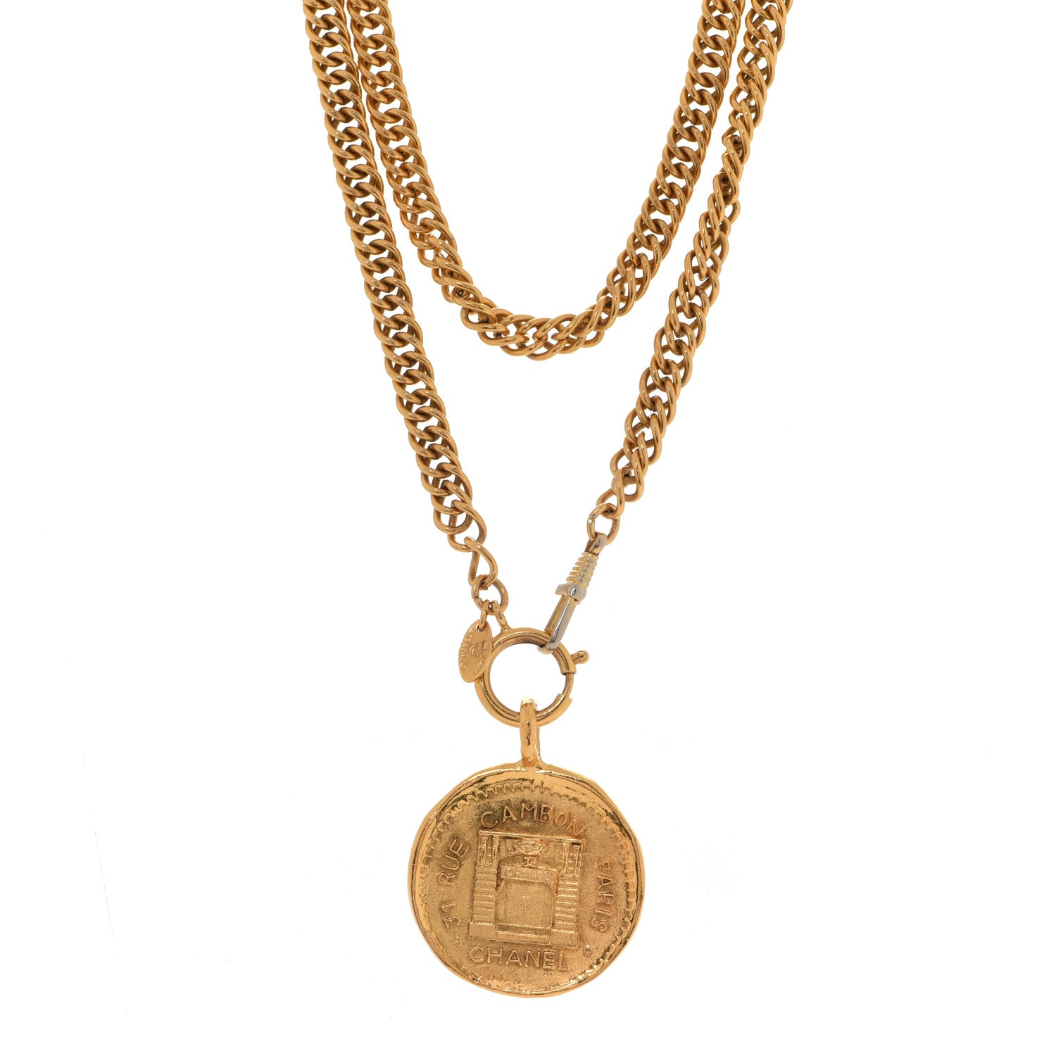 Chanel Chain CC Medallion Necklace Gold 1 of 6