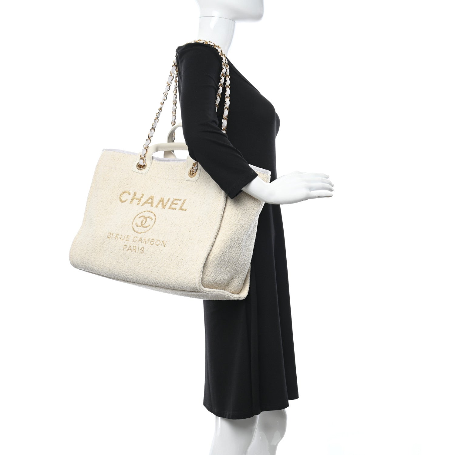 Chanel Lurex Boucle Medium Deauville Tote White 2 of 10