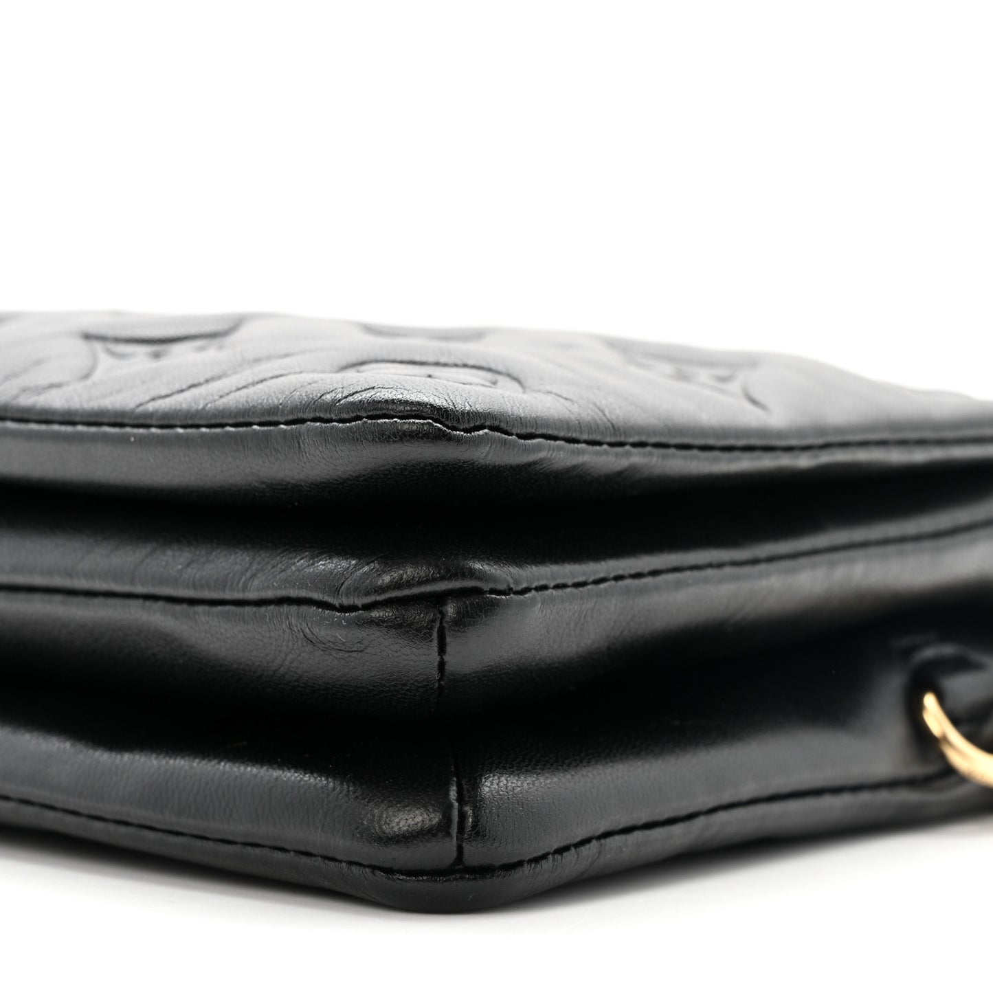 Lambskin Embossed Monogram Pochette Coussin Black
