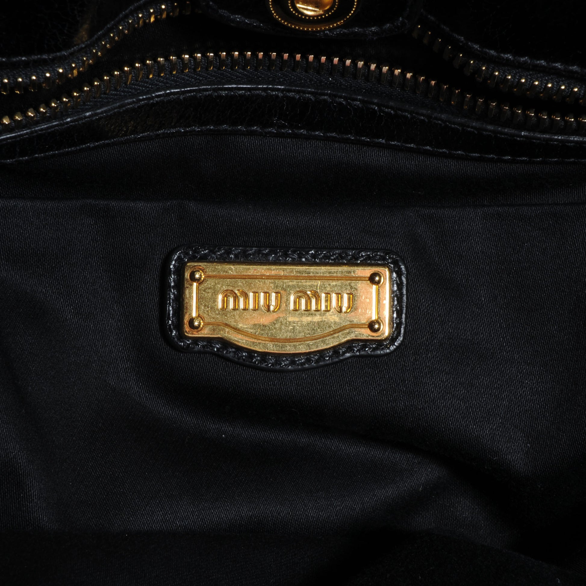 Miu Miu Vitello Lux Leather Gathered Tote Black 6 of 8