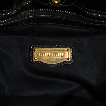 Miu Miu Vitello Lux Leather Gathered Tote Black 6 of 8