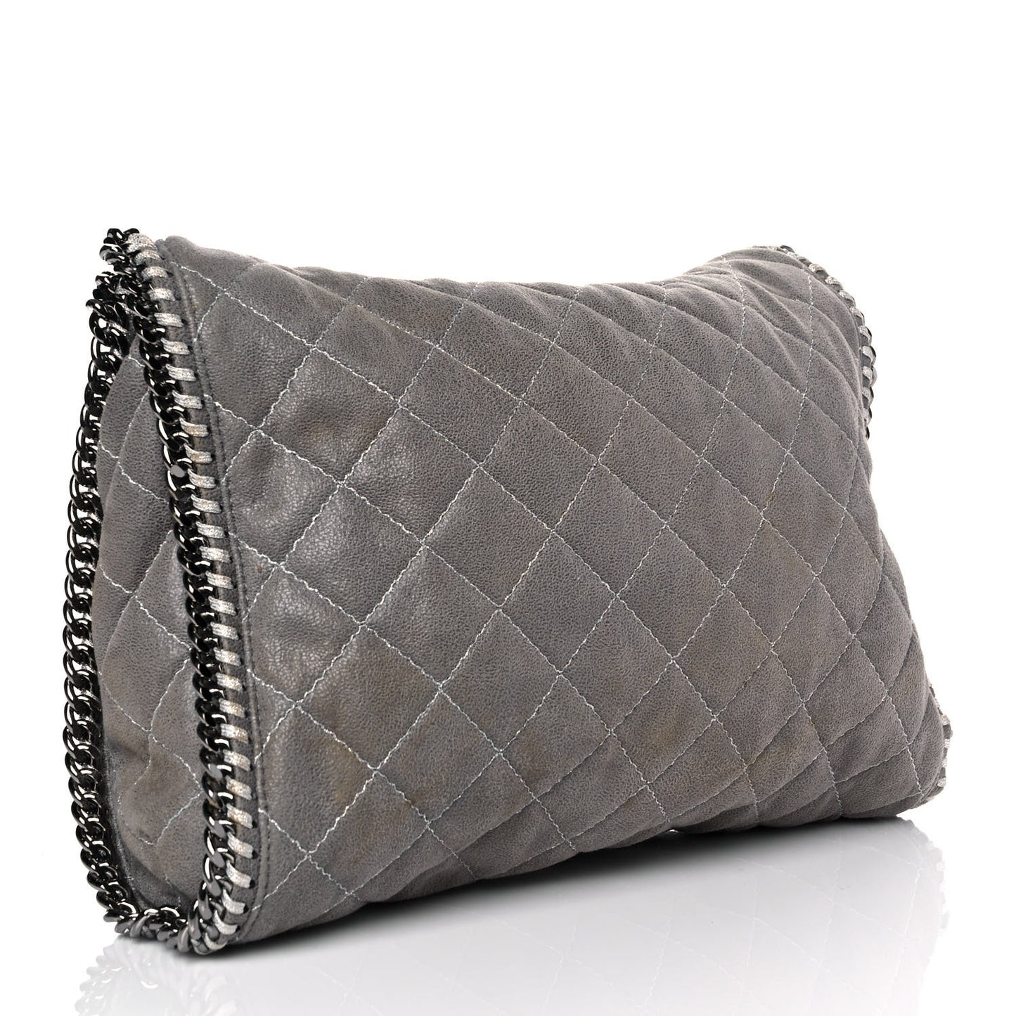 Shaggy Deer Quilted Small Falabella Tote Light Grey