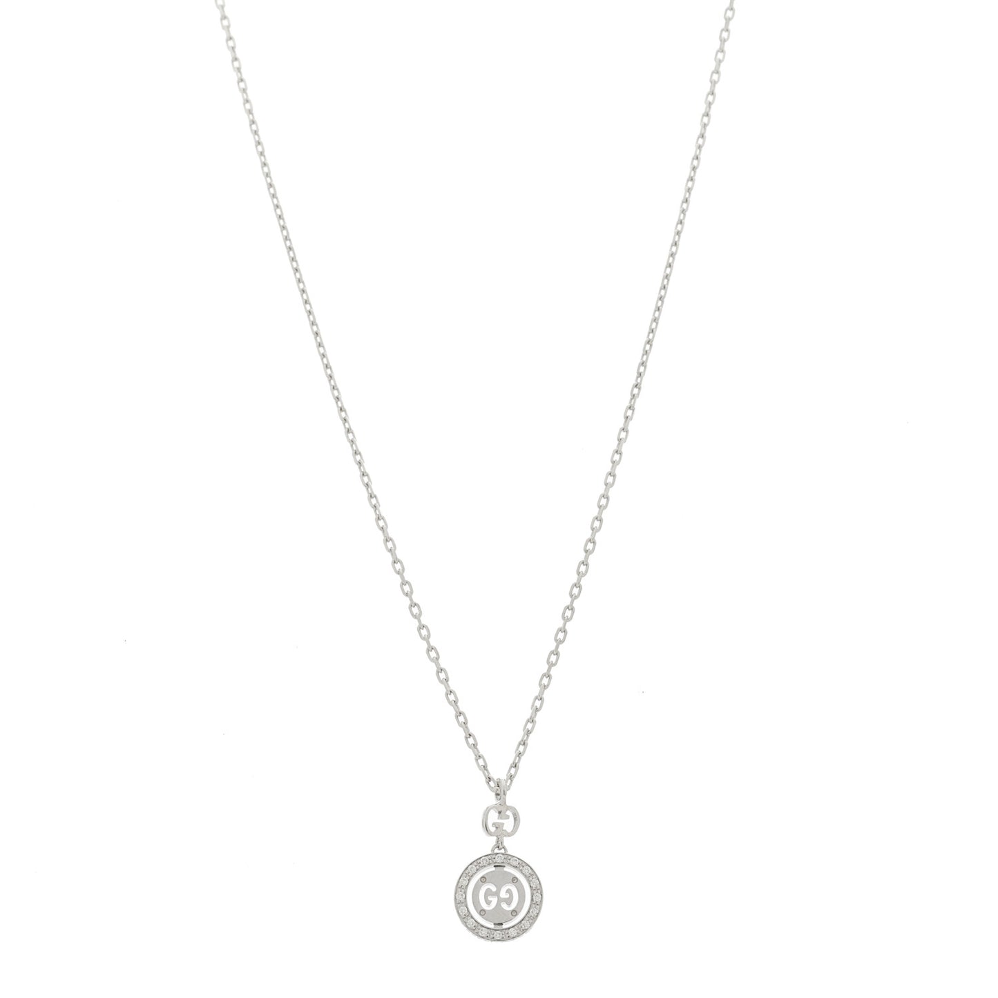 18K White Gold Diamond 10mm Icon Twirl Pendant Necklace