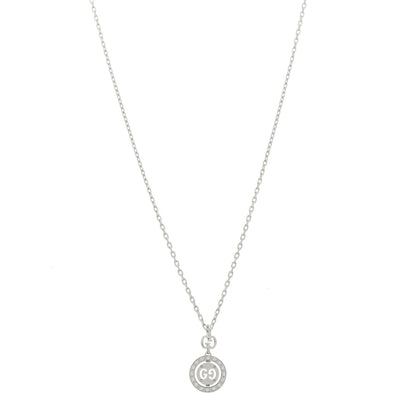 Gucci 18K White Gold Diamond 10mm Icon Twirl Pendant Necklace 1 of 7