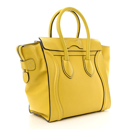 Celine Drummed Calfskin Micro Luggage Citron 3 of 18