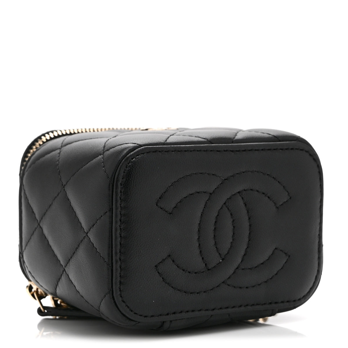 Chanel Lambskin Quilted Mini Vanity Case With Chain Black 4 of 11