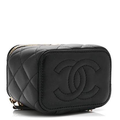 Chanel Lambskin Quilted Mini Vanity Case With Chain Black 4 of 11