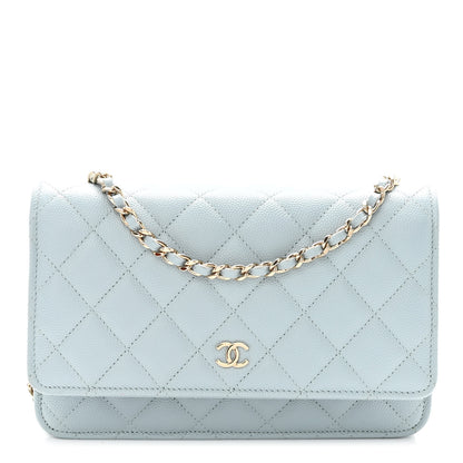 Chanel Caviar Quilted Wallet On Chain WOC Light Blue 1 of 11