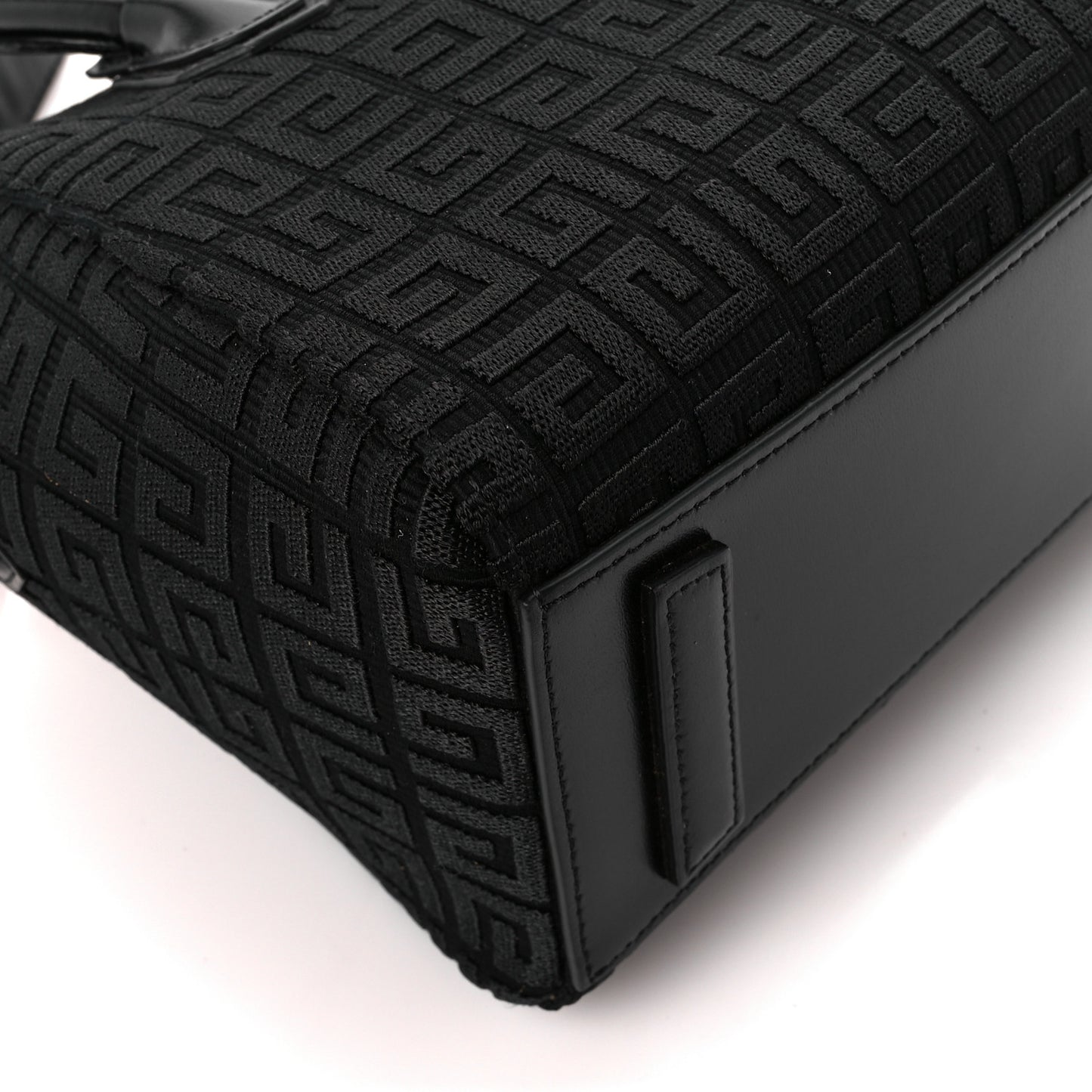 Canvas Jacquard Embroidered Calfskin 4G Mini Antigona Black