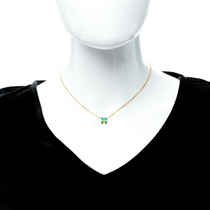 Hermes Lacquered Gold Mini Pop H Pendant Necklace Malachite 2 of 6