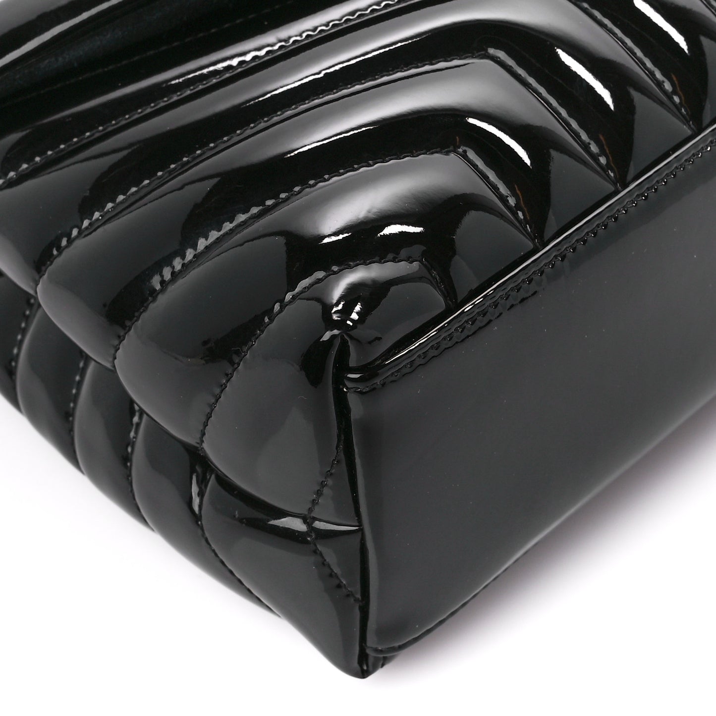 Patent Y Quilted Monogram Small Loulou Chain Satchel Black