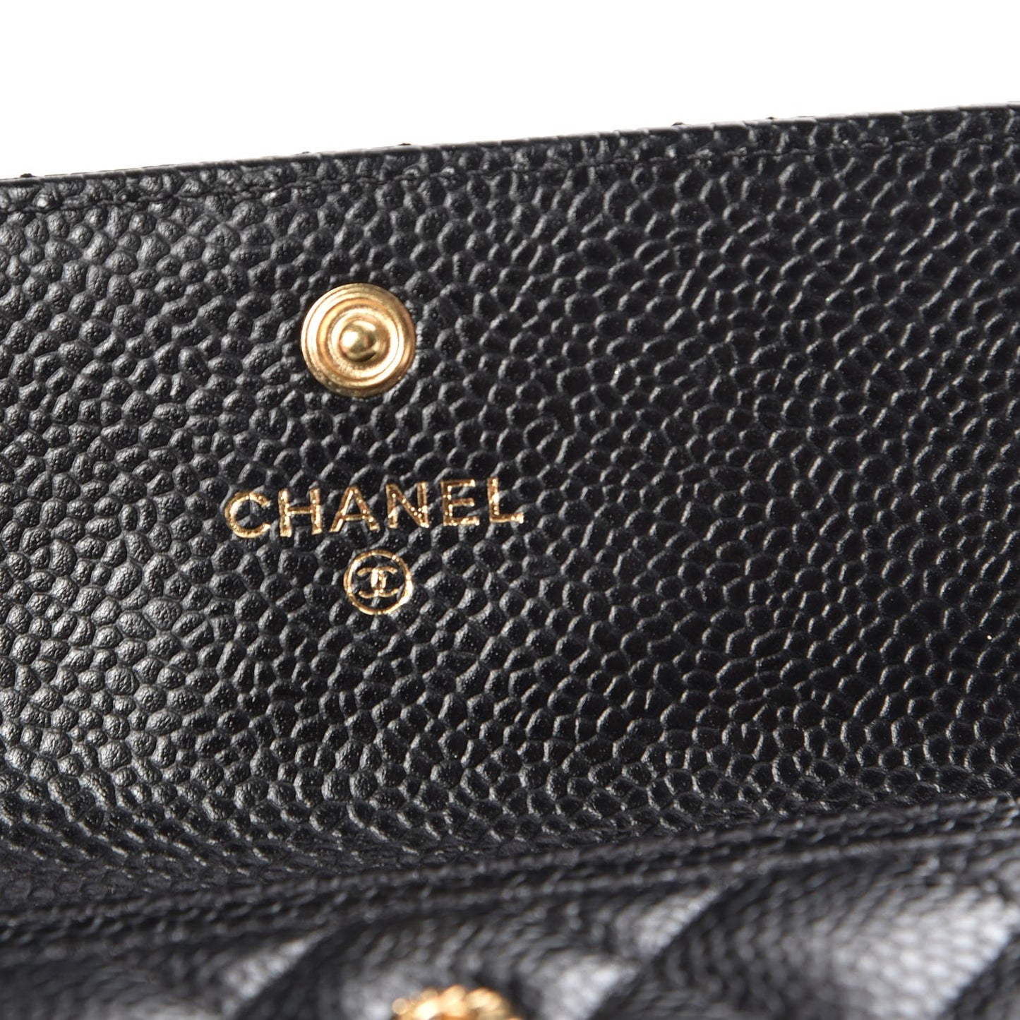 Caviar Quilted Flap Card Holder Black
