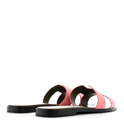 Hermes Suede Goatskin Oran Sandals 37.5 Rose Du Desert 5 of 10