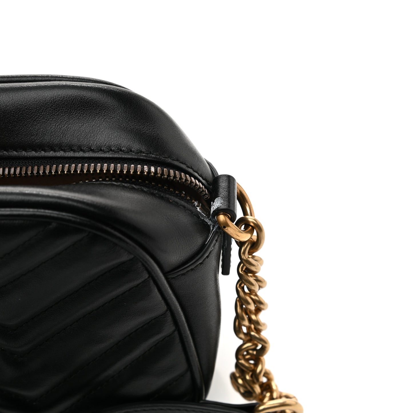Calfskin Matelasse Small GG Marmont Chain Shoulder Bag Black