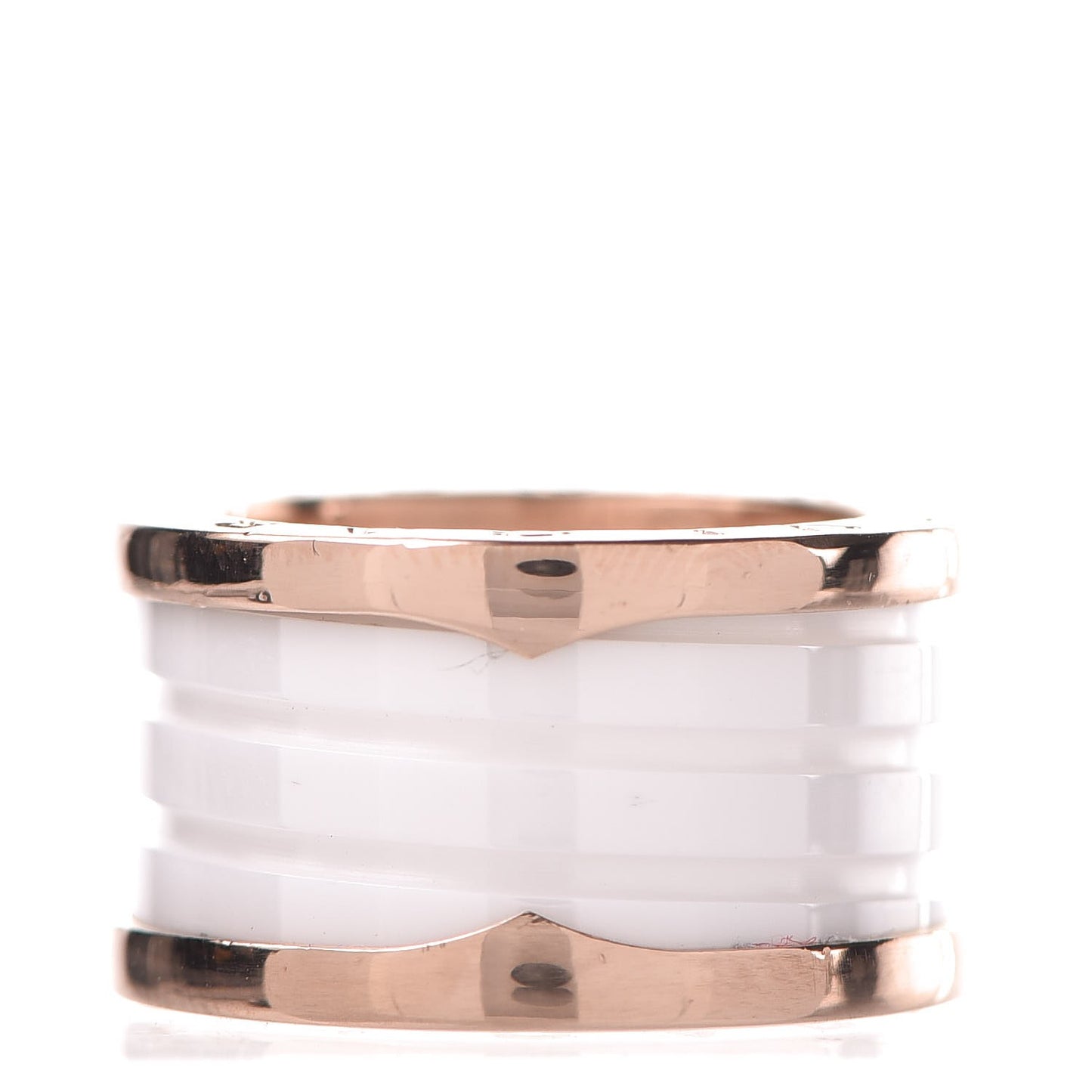 18K Rose Gold White Ceramic B.Zero1 Four-Band Ring 51 5.75