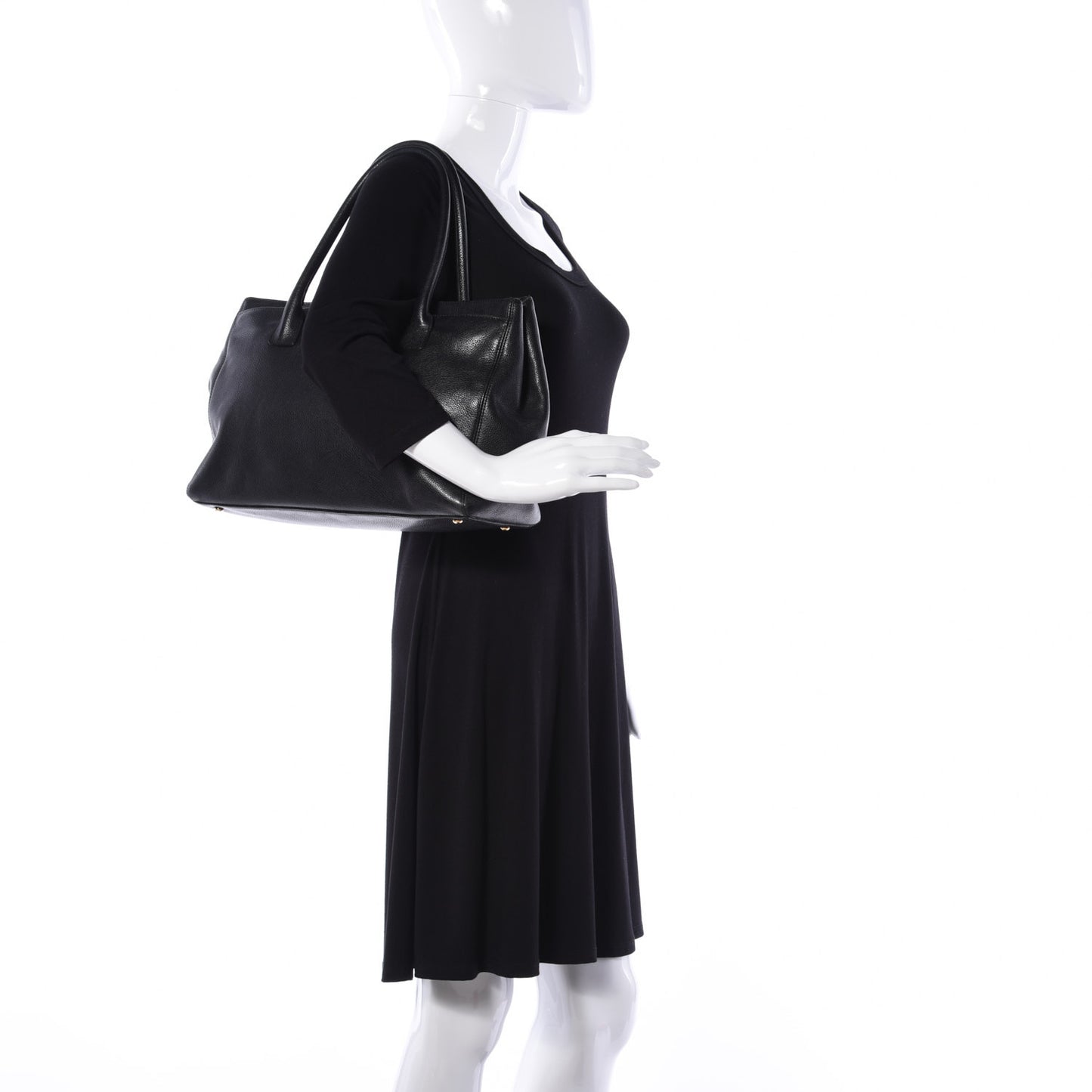 Calfskin Cerf Executive Shopper Tote Black