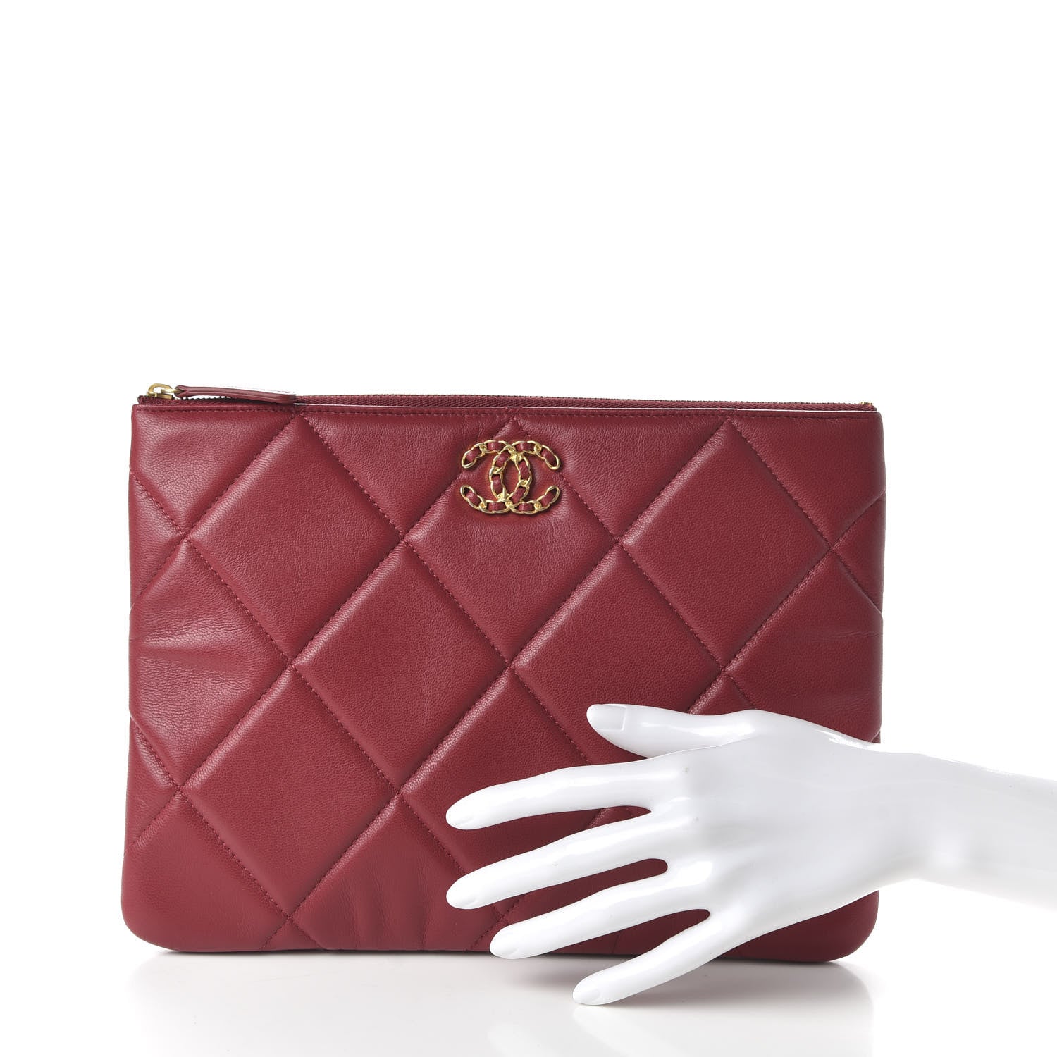 Chanel Goatskin Quilted Large 19 Cosmetic Case Red 2 of 12