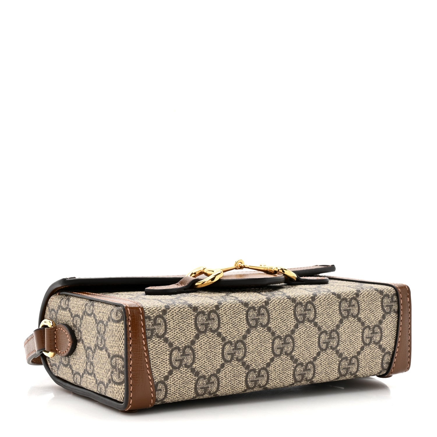 Gucci GG Supreme Monogram Mini Horsebit 1955 Shoulder Bag Beige Brown Sugar 4 of 11