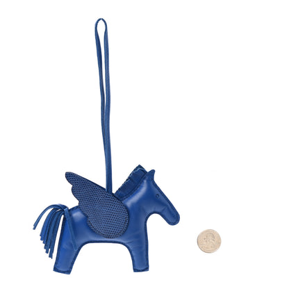 Hermes Milo Lambskin Lizard Touch Grigri Rodeo Pegase Horse Bag Charm PM Bleu France 2 of 5
