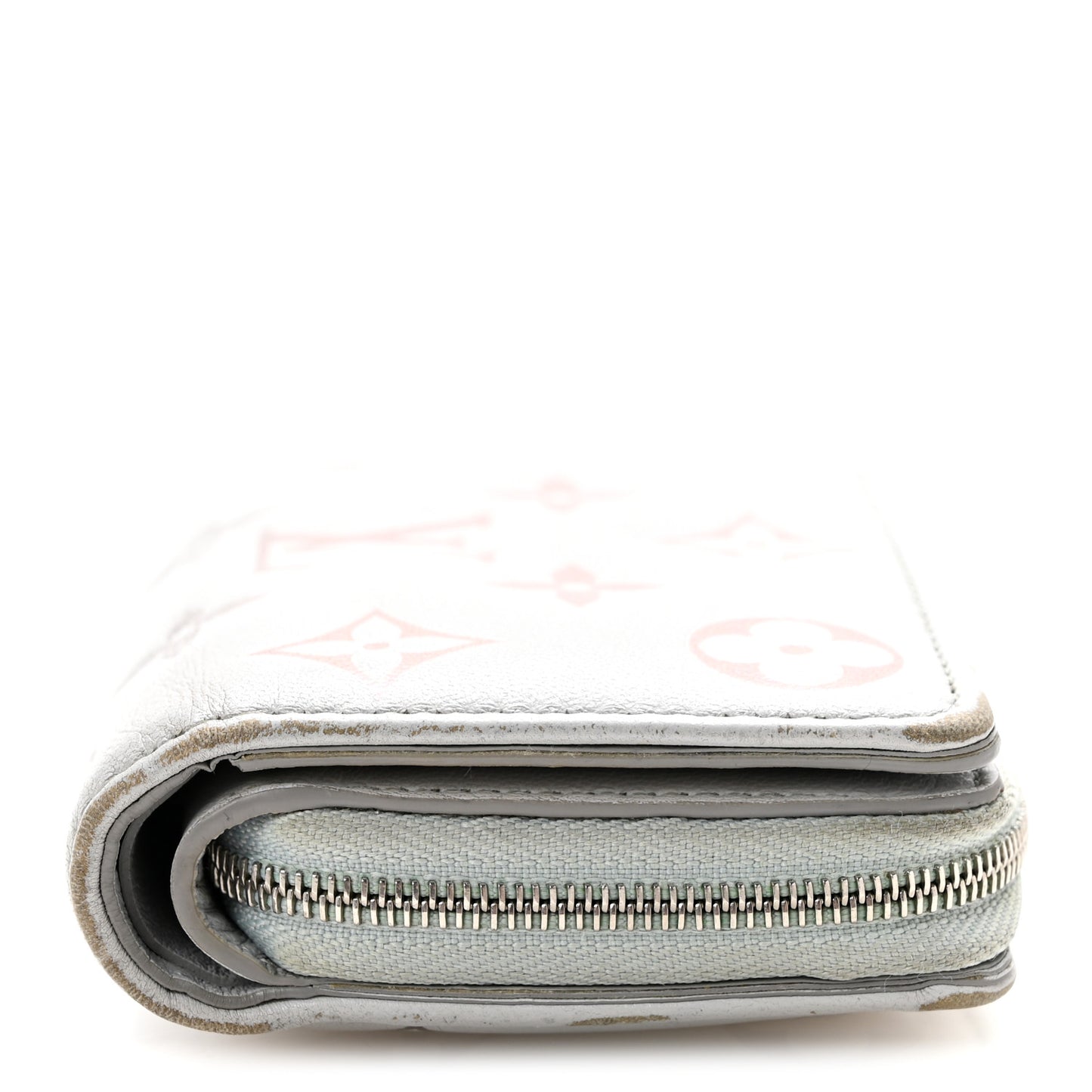 Lambskin Embossed Monogram LV Ski Lou Coussin Wallet Gray