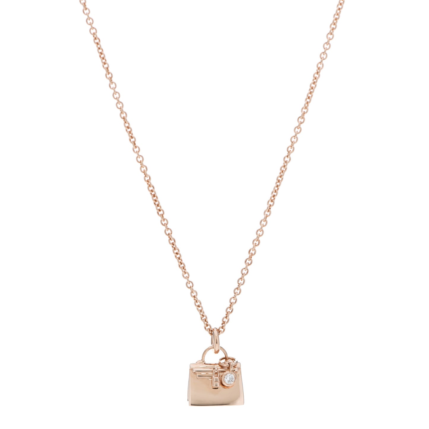 18K Rose Gold Diamond Birkin Pendant Necklace