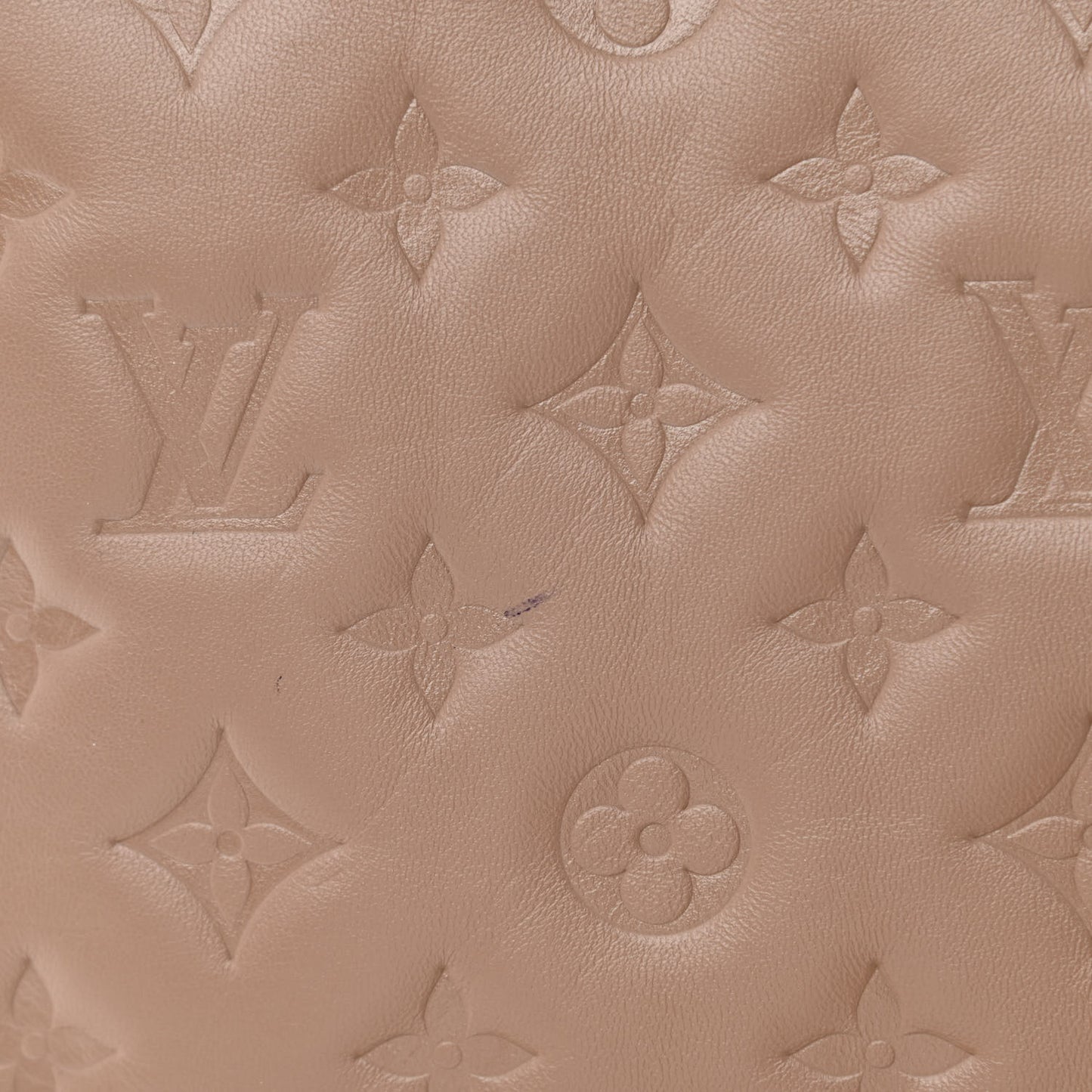 Lambskin Embossed Monogram Coussin PM Taupe